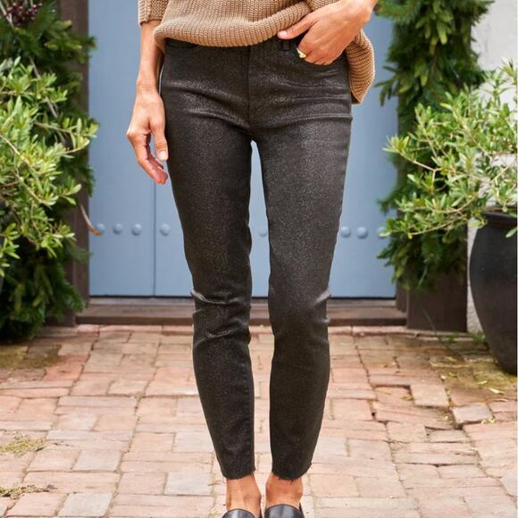 Frank & Eileen Sligo Skinny Jean Italian Waxed Denim Gold Glitter Charcoal 29 - Picture 1 of 9